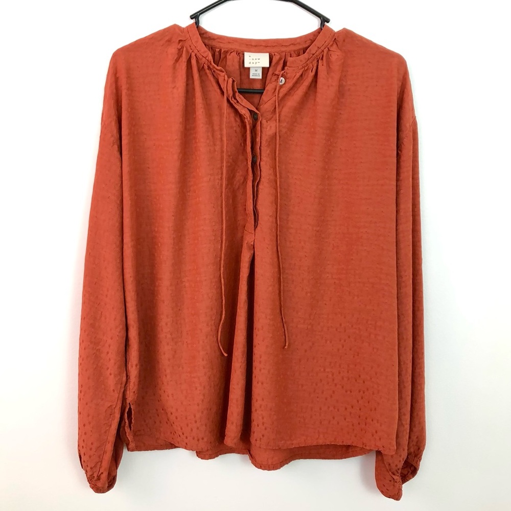 A New Day Long Sleeve V Neck Blouse. Size M